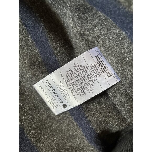 carhartt jacket Black Denim flannel
 Lined Size Large Coffee Logo Detroit - Picture 9 of 9